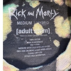 Adult Swim Rick & Morty Colorful Bleach Splatter Tie Dye Graphic Tee,Size Medium