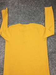 Members Mark Thermal Henley Shirt Mens Size XL Yellow Long Sleeve #@