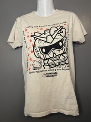 Gundam Hello Kitty Shirt Mens Small Beige Anime Graphic Tee Sanrio Robot