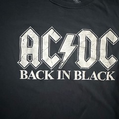 AC/DC Back in Black Men’s XL T-Shirt Classic Rock Band Tee Black Short Sleeve