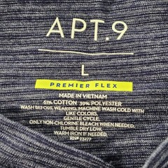 Apt. 9 Premier Flex Blue Striped Long Sleeve Cotton Blend Henley T-Shirt Men’s L