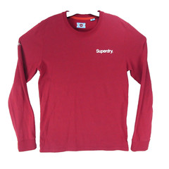 Superdry Men’s Red Large Long Sleeve Shirt Solid Graphic Print Casual Shirt