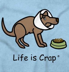 Life is Crap Sick Dog Cone Funny Pet Gift Womens or Mens Crewneck T Shirt Tee