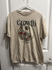 DOM Humor Growth Floral Yin Yang T Shirt Mens Large Beige Graphic Streetwear