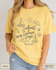Sailboats & Summer Days Comfort Colors Tee, Nautical Coastal Shirt