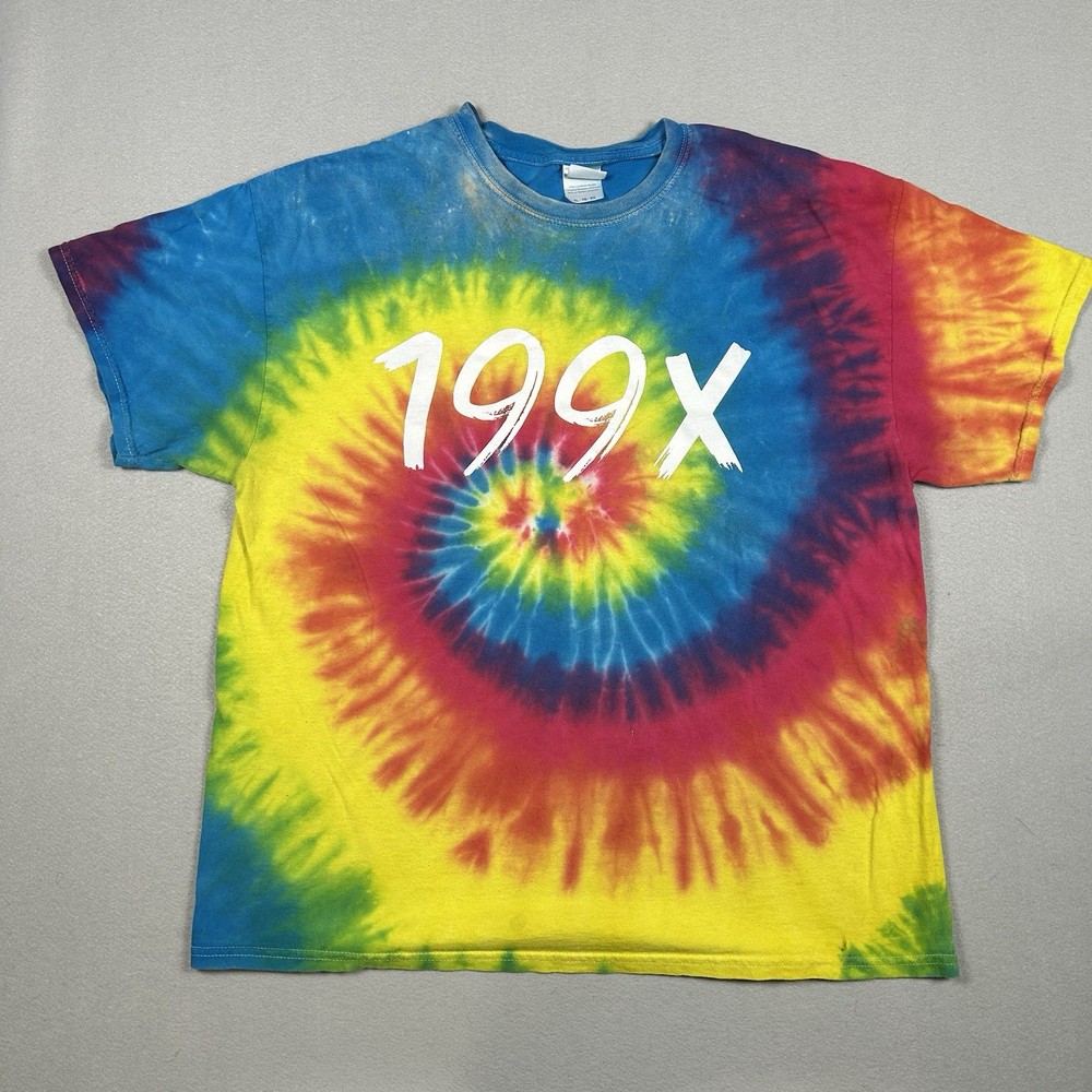 Colortone Tie-Dye Shirt Mens XL “199X” White Paint Style Graphic Large Brush “X”