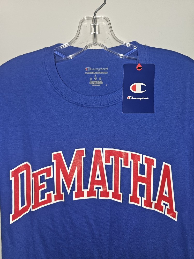 NWT Champion Dematha Catholic High School Small Mens Blue Graphic Logo Tee