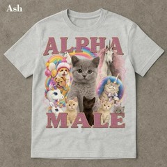 Funny Cat Meme T Shirt Alpha Male Kitten Graphic Tee Rainbow Unisex Gift