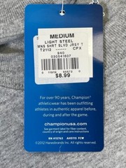 Champion Men’s Crew Neck T-Shirt Medium Light Steel Cotton Jersey Tee