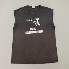 Vintage Y2k Anger Management Glock Shirt Funny Thrashed Faded Grunge Black Large