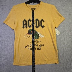 Lucky Brand ACDC Shirt Mens Medium Yellow Metal Fly On The Wall Music Rock NWT