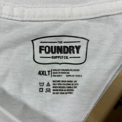 The Foundry Supply Co. Mens T-Shirt Size 4XLT White Casual Quick Dri Easy Care