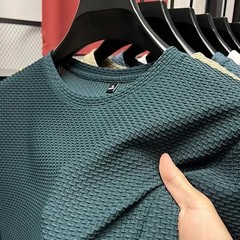Men’s Short Sleeve Mesh Bamboo Ice Silk T-shirt Casual Versatile Summer Elastic