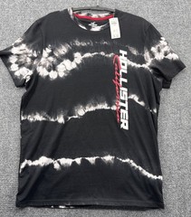 Hollister Tie-Dye Logo T-Shirt Black and White Size XL – Retro Hippie Style NWT