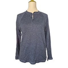 Faherty Cloud Cotton Henley Long Sleeve Shirt Blue Men’s Medium Pima Cotton