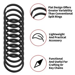 40 Pack Black Key Ring Keychain Assorted in 4 Sizes Metal Round Split Key Cha…
