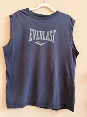 Vintage Everlast Muscle Shirt—Embroidered Logos—Faded Black Men’s Size Large