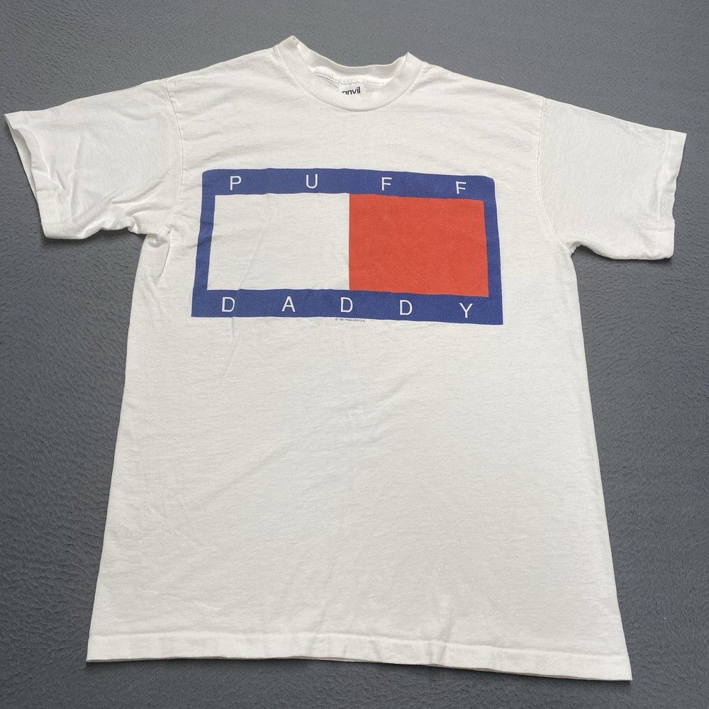 Vintage Puff Daddy Shirt Mens Large White 1997 Tommy Hilfiger Hip Hop Rap 90s