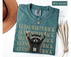 Teacher Back To School Shirt Funny Raccoon Guess Whos Back Graphic Tee