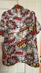 Oh Snap Drill Clothing Comic Pop Art Shirt Mens M Stretch Button Up Bang Pow
