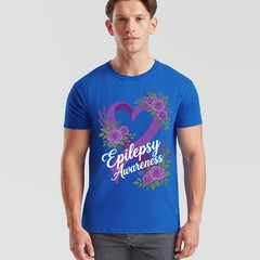 Epilepsy Awareness Heart Ribbon Floral Mens T-Shirt Womens Tee Graphic Support