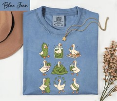 Funny Pickle Duck Shirt Cute Whimsical Animal Graphic Tee Cottagecore Gift