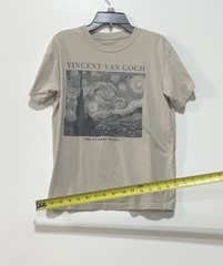 Mighty Fine Starry Night Graphic Beige Cotton Blend Jersey Crew T-Shirt SM