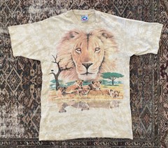 VTG 90s Liquid Blue Lion All Over Print SZ L Rare 1997 AOP Single Stitch Safari
