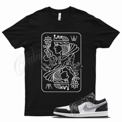 Black QUEEN T Shirt for Air J1 1 Low Black White Particle Grey
