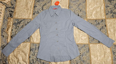 Rosa York Women’s Grey Fit Cotton Long Sleeve Collared Button-Up Shirt
