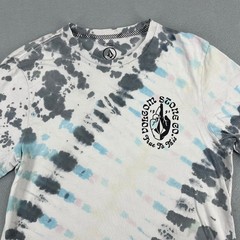 Volcom Mens Tie Dye Graphic T-Shirt Modern Fit Blue Grey White Small