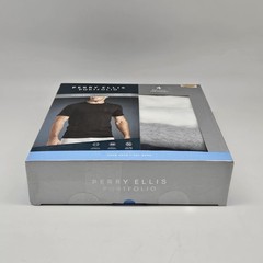 PERRY ELLIS 4 Pack Men’s L XL Crew Neck Stretch Cotton T Shirt Black Gray White