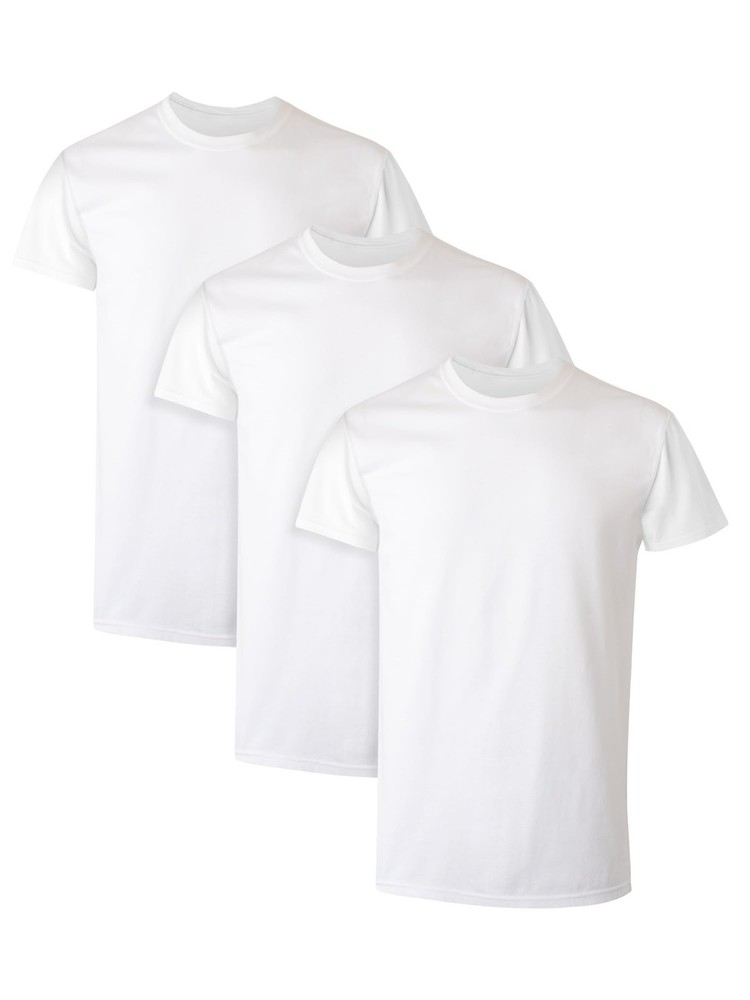 3 Pack Mens 100% Cotton Moisture-Wicking Crew Tee Undershirts,3XLarge White