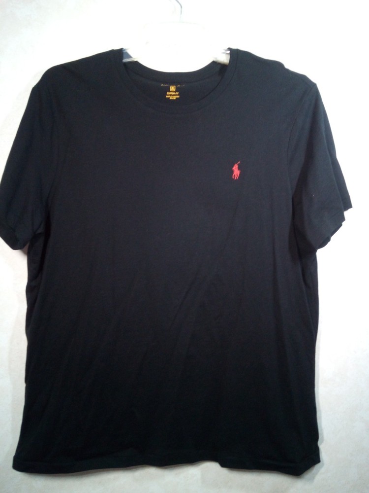 Polo Ralph Lauren T-Shirt Men XL Custom Fit Black Red Pony Crew Short Sleeve