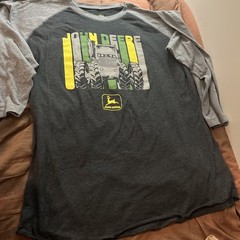 John Deere T Shirt Mens XL Tractor Farm Graphic 3/4 Sleeves Retro Tee T6