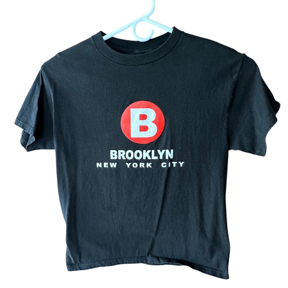 Brooklyn New York City Subway T Shirt Graphic Mens Small Black Short Sleeve