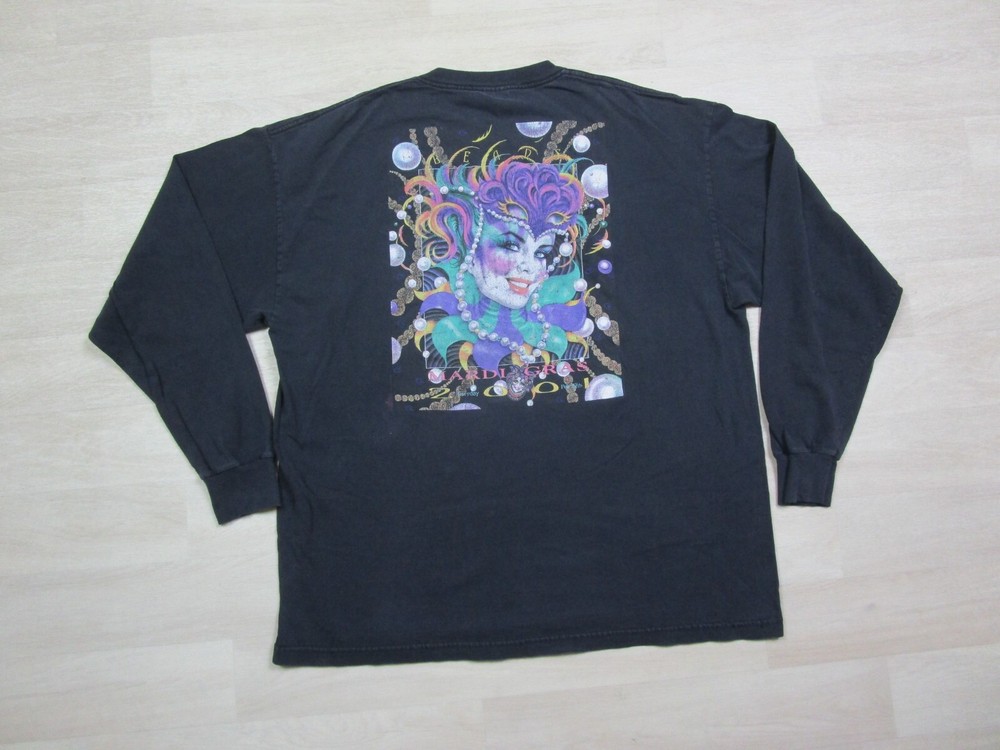Vintage Mardi Gras T Shirt Men’s (2XL) 2001 Andrea Mistretta Long Sleeve “Beads”