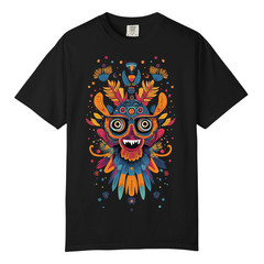 Floral Monster Mask Abstract Art TShirts, Comfort Color, Unisex Streetwear Tee