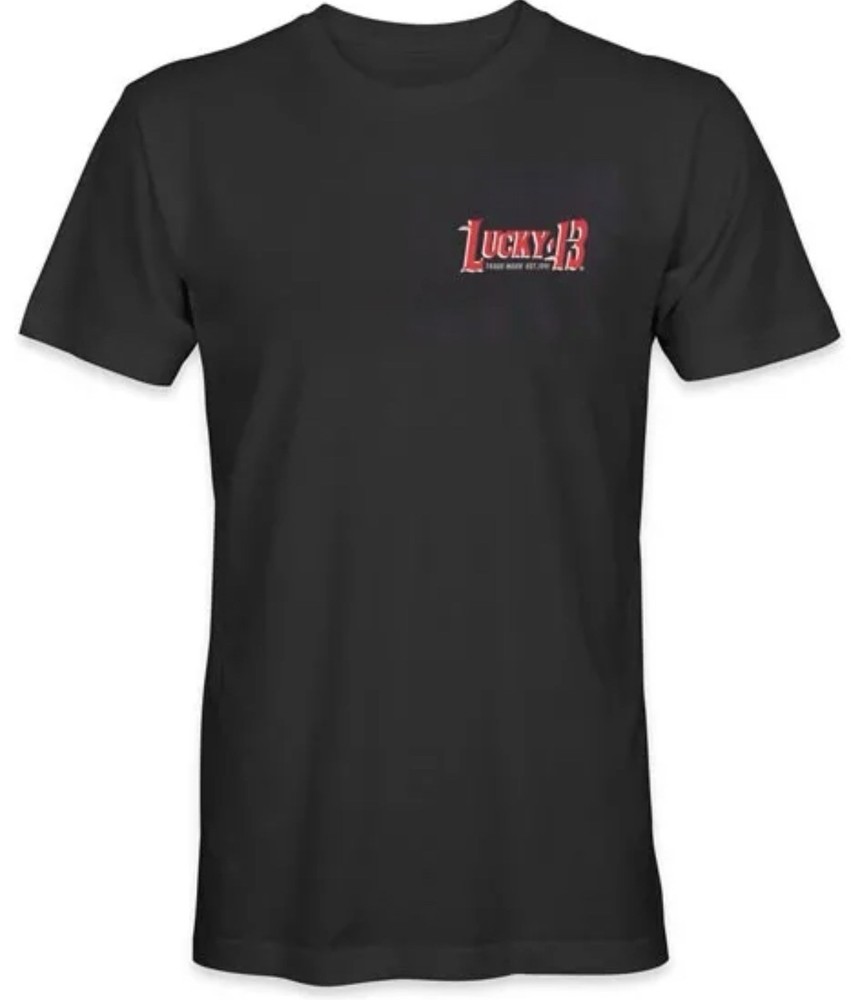 Lucky 13 El Speedy 13 Black Graphic Print Crew Neck T-Shirt L Cotton