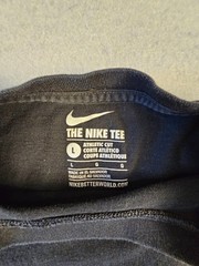 Nike Size L Men’s Black T-Shirt with Red Swoosh.