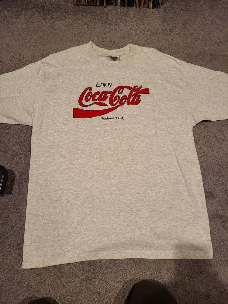 Vintage Single Stitch Coca-cola T Shirt! Size XL Made In USA Hanes NWOT Coke Gre