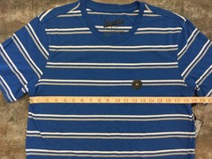 Men’s New T-Shirt Brooklyn Cloth M Blue Stripe Cotton Blend Crew Scoop Hem NWTs