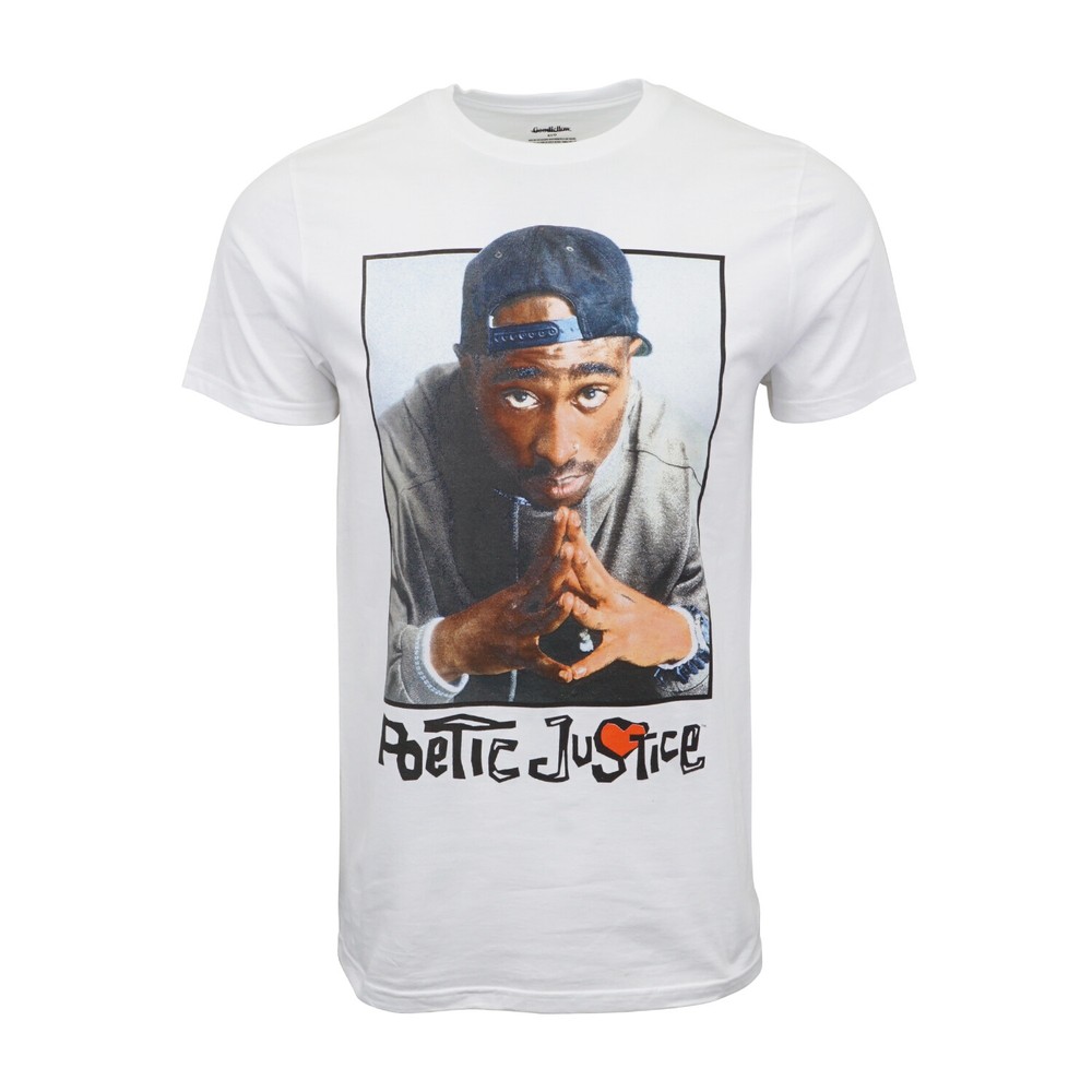 POETIC JUSTICE TUPAC WHITE GRAPHIC PHOTO TEE OFFICIAL ITEM