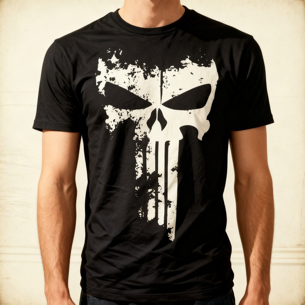 MARVEL THE PUNISHER MENS LARGE WHITE LOGO GRAPHIC T SHIRT 4XL – 5XL
