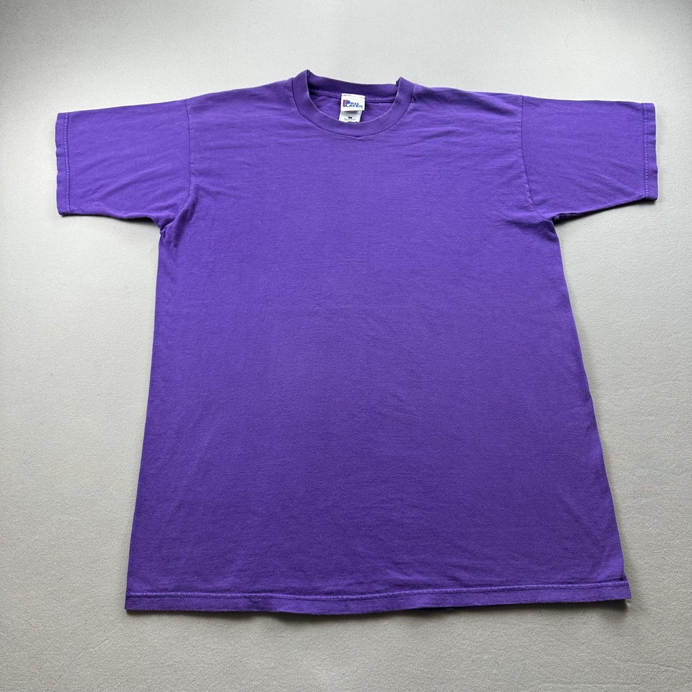 Vintage Purple T-Shirt Mens Large Pro Player Blank Sportswear Short Sleeve 90s