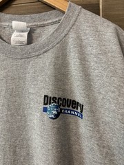 Vintage Discovery Channel TV Promo Grey Graphic T Shirt Size Large 90s Y2K Logo