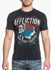 $58 AFFLICTION Black TOMAHAWK American Flag Short Sleeve Slim Fit T-shirt NWT
