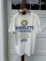 Vintage Absolute Peace Hippy Single Stitch White T Shirt Mens XL