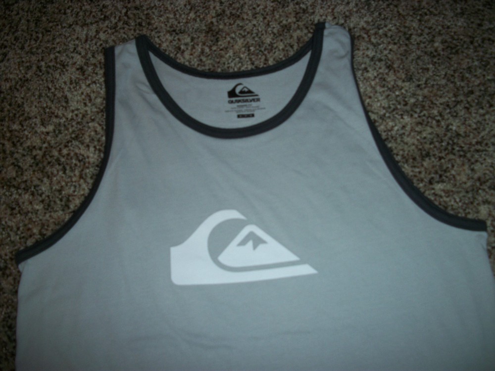 QUIKSILVER New NWT Mens Sleeveless Tank Top Shirt Gray Logo MEDIUM LARGE XL