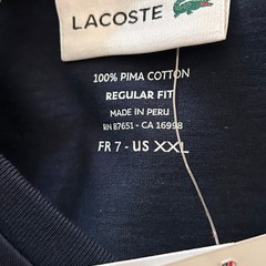 NWT LACOSTE V-Neck Pima Cotton Navy Blue T-Shirt Men’s Size XXL